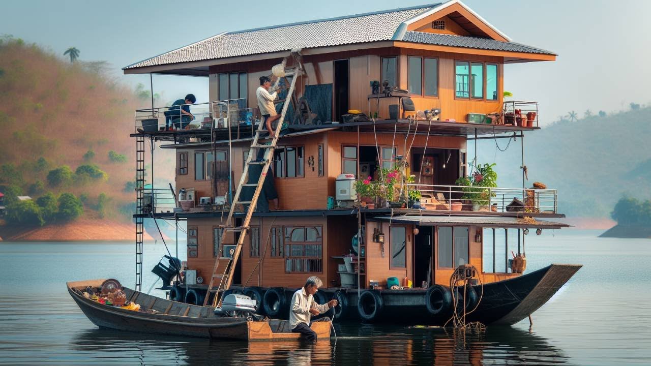 How To Build A Movable Houseboat On A Lake? #Houseboat #Build #handmade ...