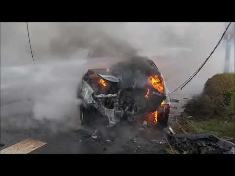 疑酒駕自撞蘭陽大橋火燒車駕駛受傷送醫