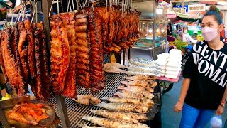 Best Cambodian street food | Tasty Roasted Duck, Pork ribs, Fish Selling on street @ Phnom Penh
