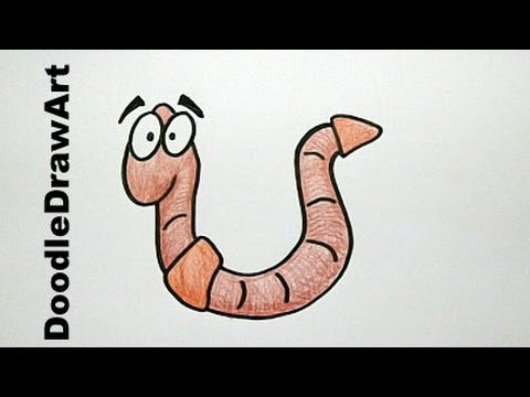 Drawing Ideas: How To Draw Cartoon Worm - Step by Step - Easy