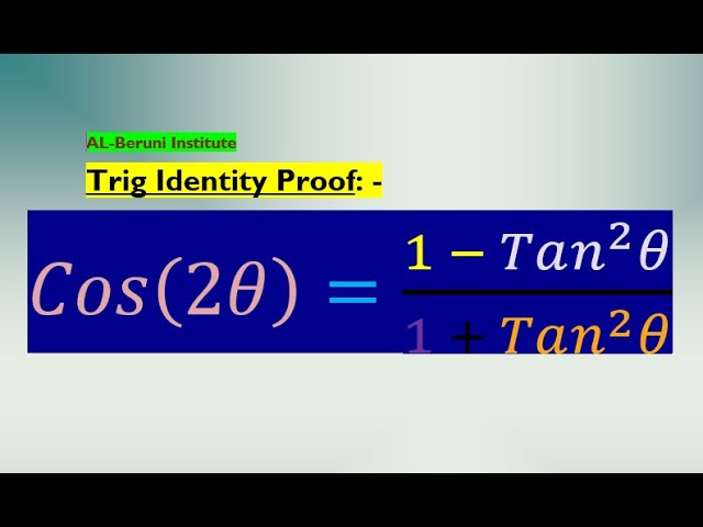 Proof Cos 2x 1 Tan 2x 1 Tan 2x Youtube