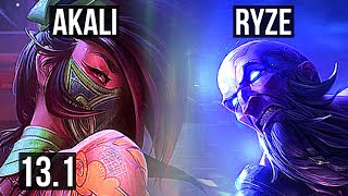 AKALI vs RYZE (MID) | 15/2/8, Legendary, 600+ games, 900K mastery | KR Diamond | 13.1