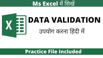 Data Validation in Excel in Hindi | How to use drop down list, whole numbers etc. in data validation