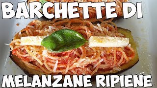 Barchette di Melanzane al Forno ripiene di Spaghetti saporiti