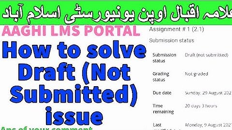 AIOU LMS Assignment Upload ( Draft, Not Submitted) Solved💯