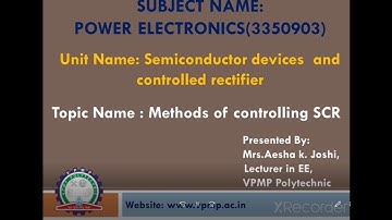 METHODS OF CONTROLLING SCR | PE | 3350903 | MRS. AESHA K JOSHI