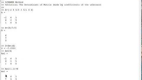 MATLAB Cramer method