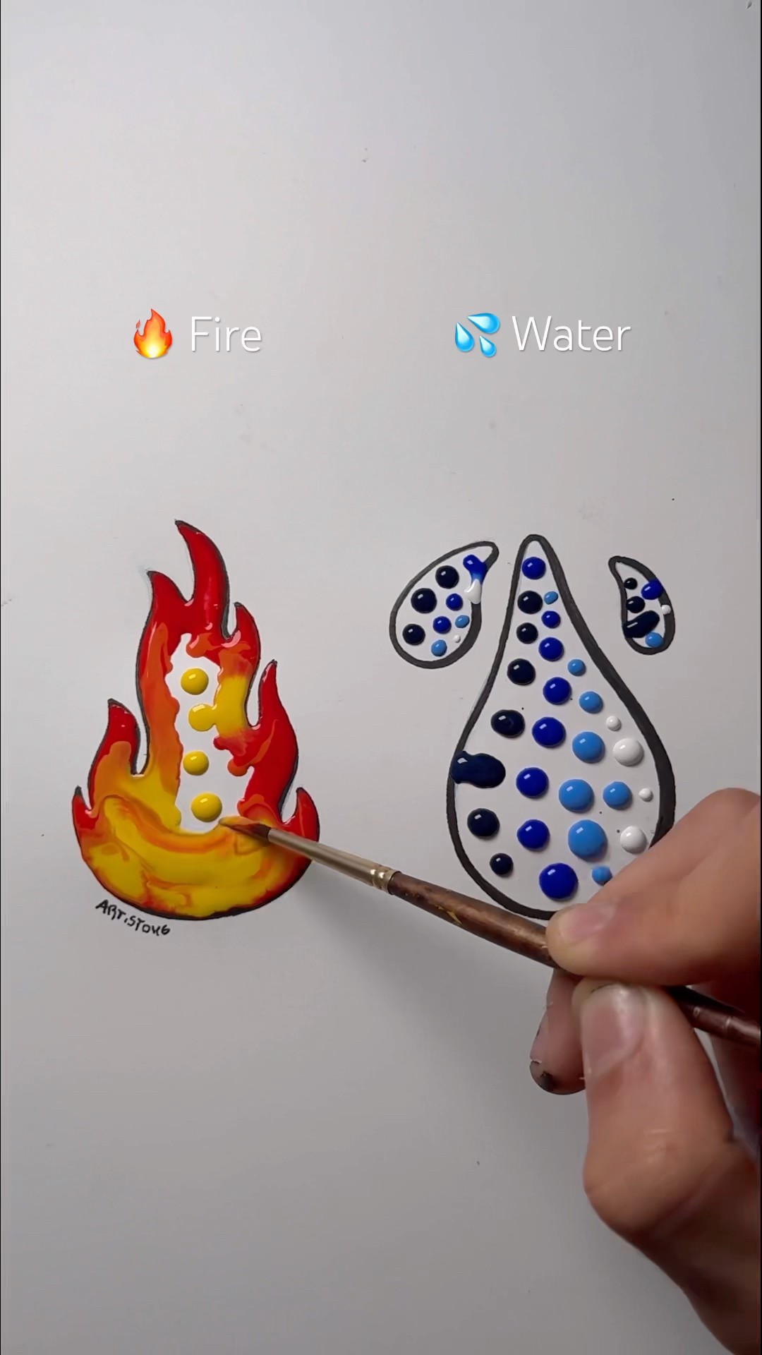 Fire VS Water with Oddly Satisfyig Painting! ? || What’s your Fav?! ? #artistomg
