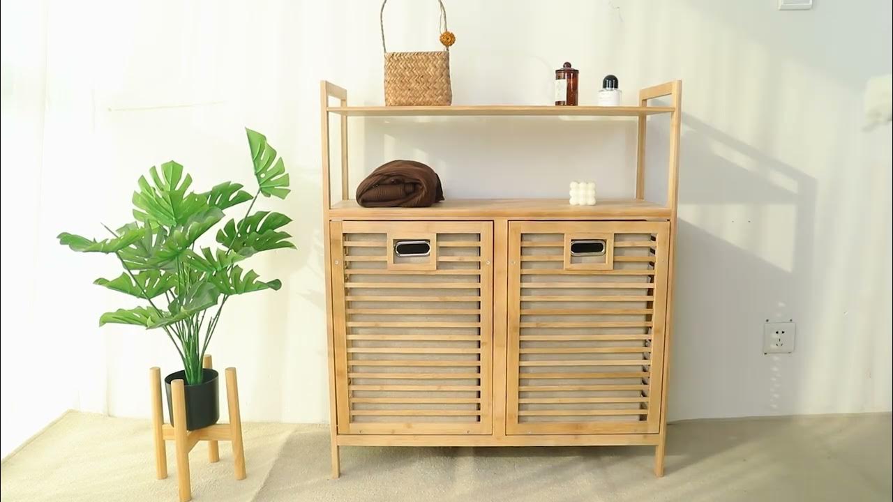 Этажерка с корзинами для белья из бамбука Bambuchka KB2 - YouTube