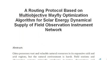 A Routing Protocol Based on Multiobjective Mayfly Optimization Algorithm for Solar Energy Dynamical