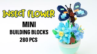 Mini Garden Bouquet Building Block Set - Blue Butterfly 280Pcs - Insect Flower No.7339