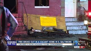 Two Alarm Fire Causes 4 row homes to be condemned