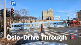 Driving in Oslo City-OSLO DRIVE THROUGH Winter 2024