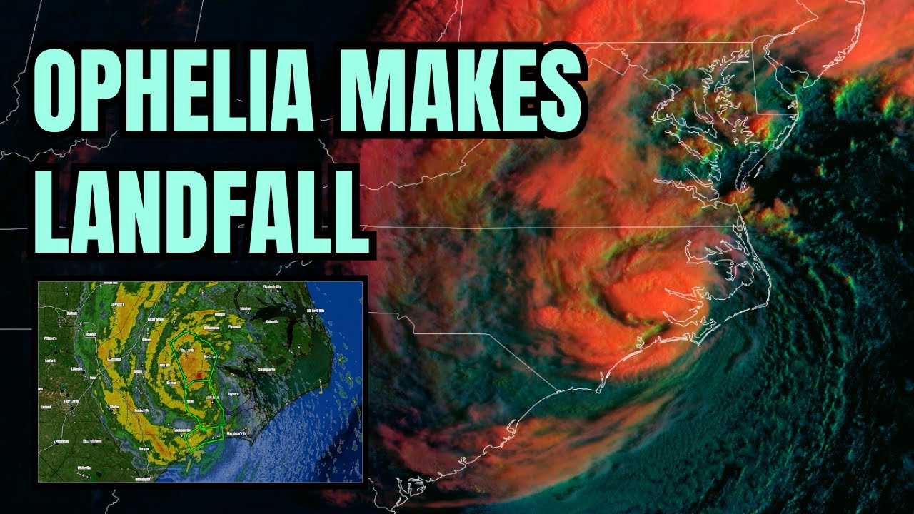 Tropical Storm Ophelia makes landfall - YouTube