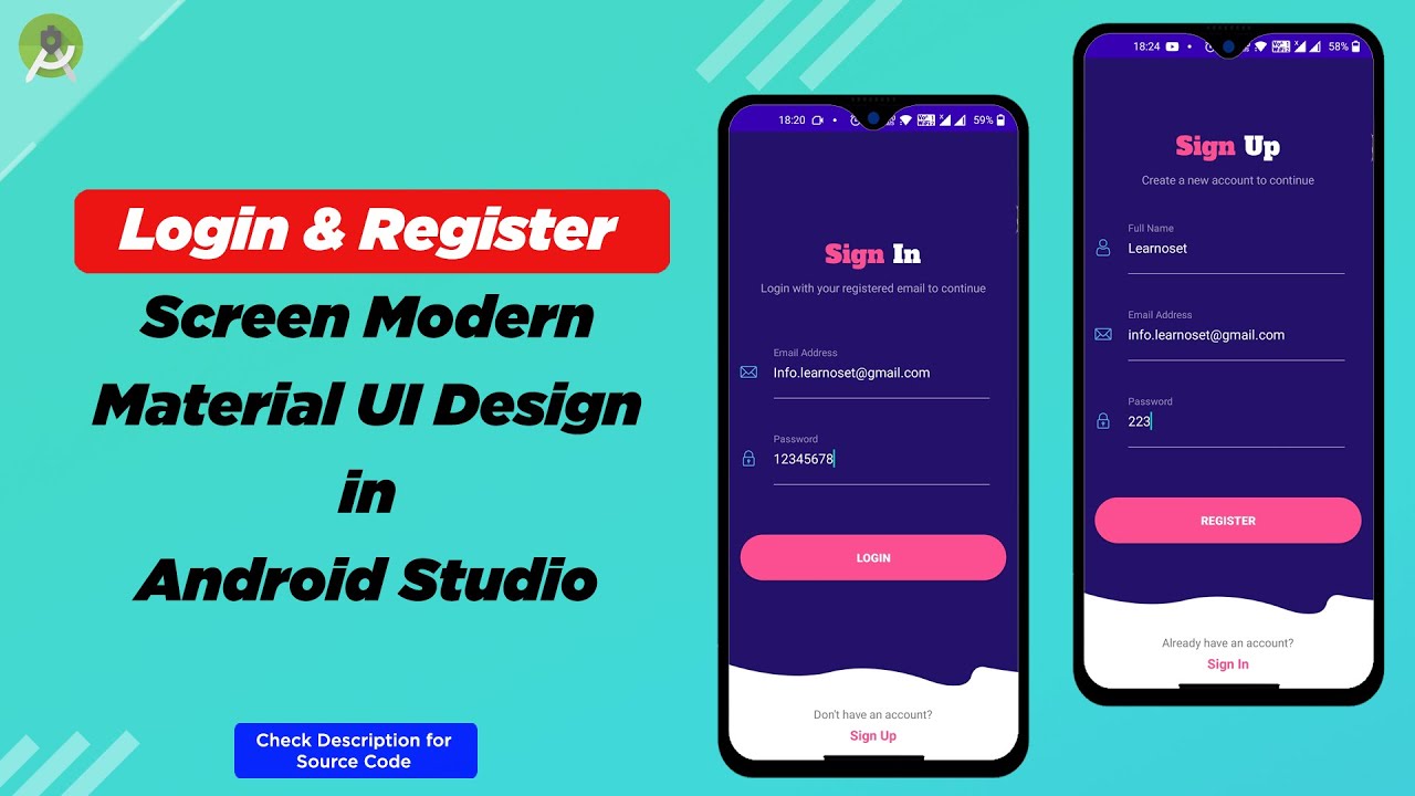 How To Design Login and Register Page in android studio