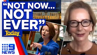 Julia Gillard's famous 'misogyny speech' 10 years on | 9 News Australia