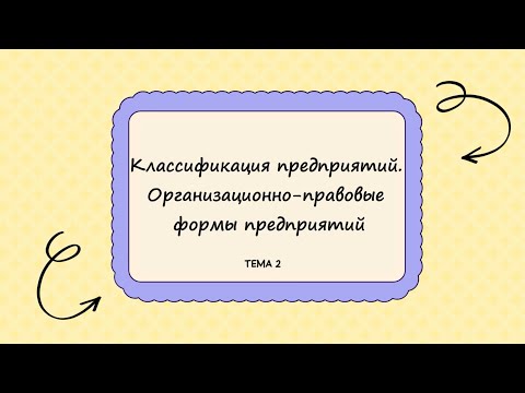 МОДУЛЬ 1. Тема 2. - Классификация предприятий. Организационно-правовые формы предприятий