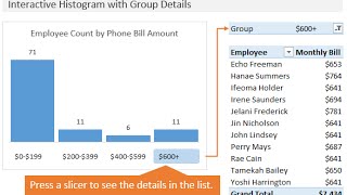 how to create an interactive histogram chart that displays the group details