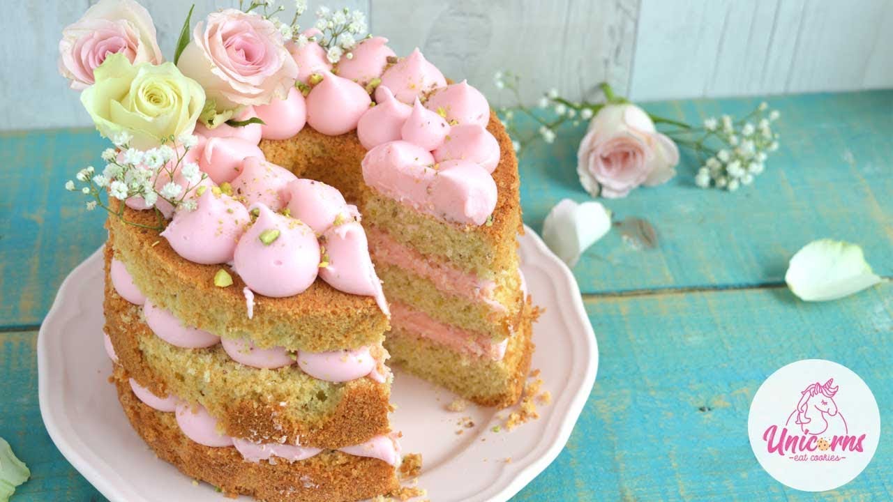 ELEGANTISSIMA naked cake pistacchi e acqua di rose con base chiffon cake| UnicornsEatCookies
