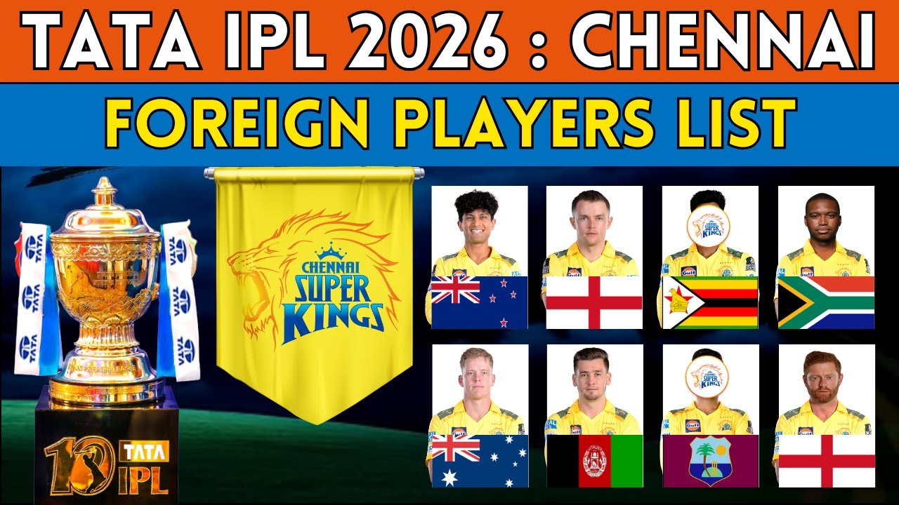IPL 2026 | Chennai Super Kings Foreign Players List for  IPL 2026 | IPL 2026 CSK Foreign Player List