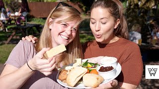 Americans try ~REAL~ Cheddar Cheese and British Food (Ploughmans?)