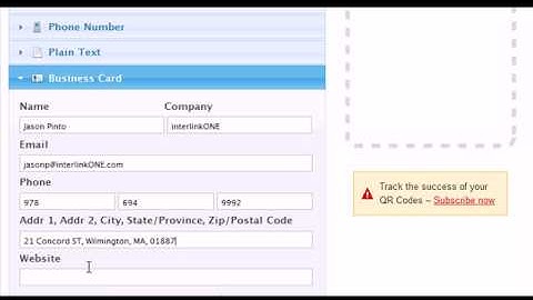 Create a QR Code for your Business Card
