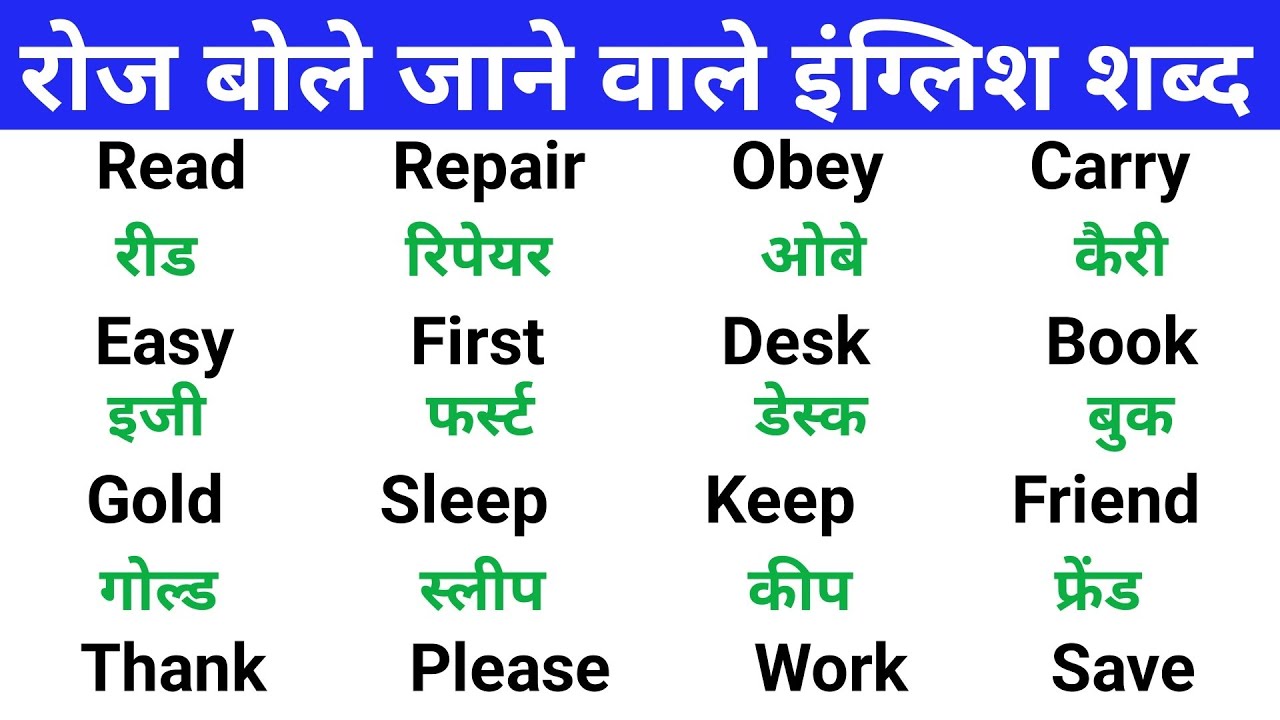 रोज बोले जाने वाले इंग्लिश वर्ड्स | How to speak english | Daily use english words