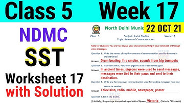 NDMC Class 5 SST Week 17 Worksheet 17 with solution (22/10/21) || worksheet 17 Class 5th sst