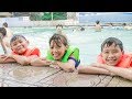 Kids Pretend Learn Swimming Backstroke & Kids go to Pool Survival Swim Skills