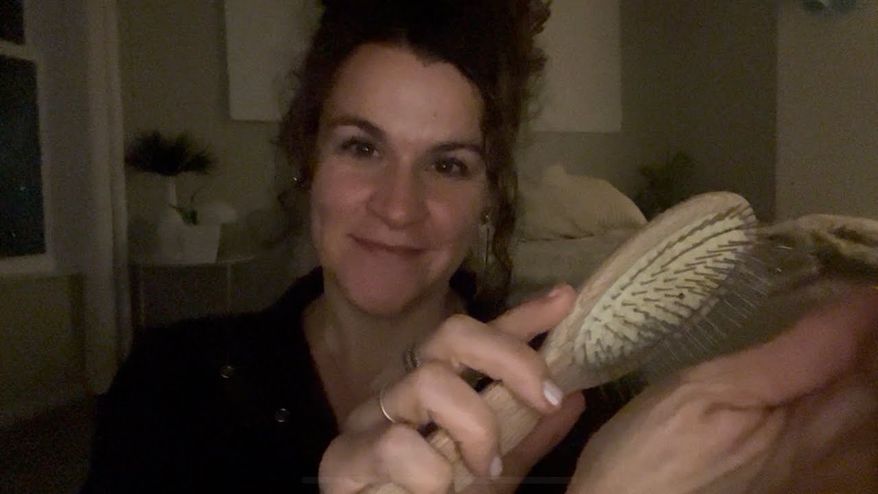 ASMR: Playing with Your Hair Before Bed (Hair Styling, Hair Parting, Hair Clipping) 