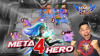 META 4 HERO! MUSUH 10 ORANG TETAP RATA SAMA BUILD TERKUAT PEMECAH REKOR INI! MAGIC CHESS