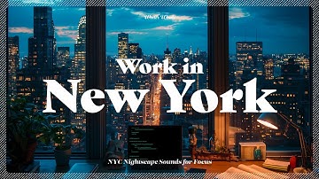 Working with a Night View of NYC | Keyboard Typing Sounds, City Ambience, ASMR | Focus, Study, Work