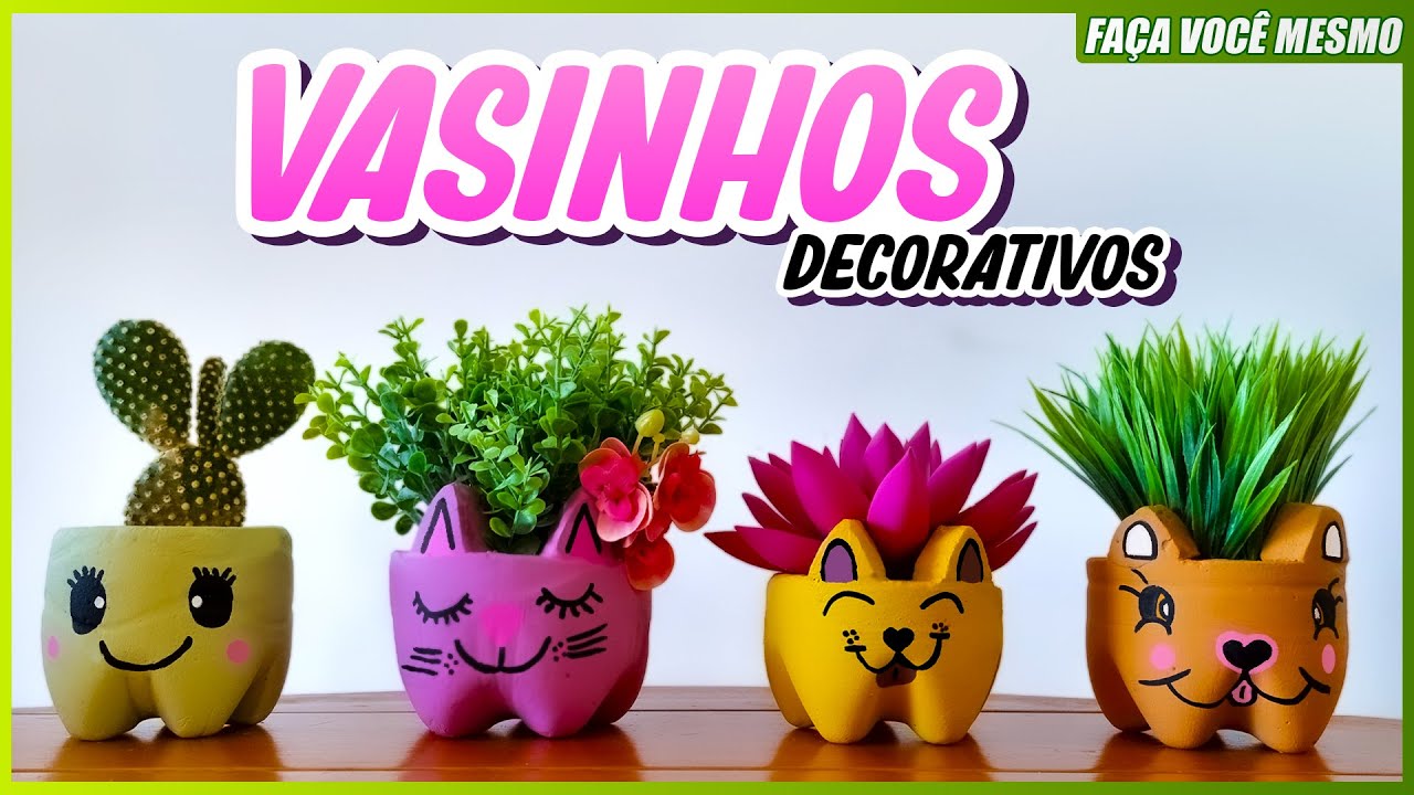 VASINHOS DECORATIVOS DE GARRAFA PET E CIMENTO, APRENDA À FAZER [MUITO FÁCIL] - Faça Você Mesmo