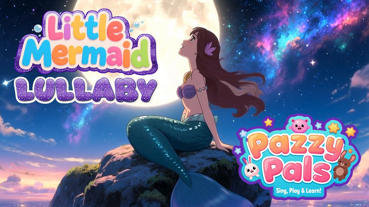 🌙 The Little Mermaid Ocean Lullaby 🌙 | Soothing Mermaid Bedtime Cartoon Song for Kids | Pazzy Pals