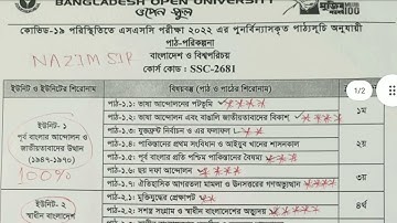 উন্মুক্ত এসএসসি বাংলাদেশ ও বিশ্বপরিচয় সিলেবাস ২০২২,Open University SSC science Syllabus 2022,Global
