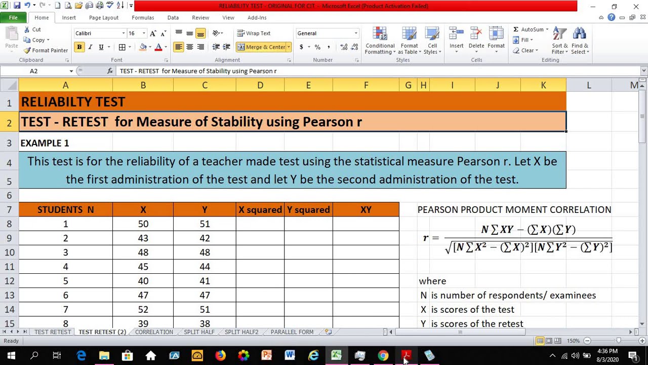 test-retest-reliability-test-sample-3-using-pearson-r-measure-of-stability-youtube