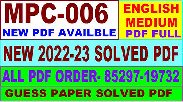 mpc 006 solved assignment 2022-23 / mpc 6 solved assignment in English / ignou ma psychology