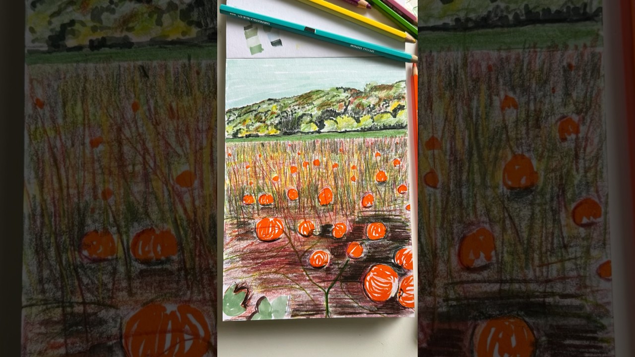 Sketching a Pumpkin Field | Autumn Colours in My Sketchbook