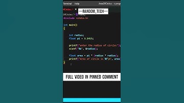 Calculate Area of circle in C Programming | #C #programming