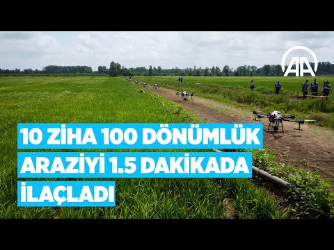 10 ZİHA 100 dönümlük araziyi 1,5 dakikada ilaçladı