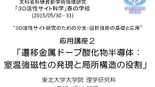 応用講座２「遷移金属ドープ酸化物半導体：室温強磁性の発現と局所構造の役割」福村知昭(東北大)－新学術  領域研究 「３D活性サイト科学」2015/5/30-31春の学校