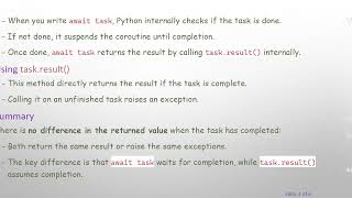 Understanding the Difference Between await asyncio.Task and asyncio.Task.result()