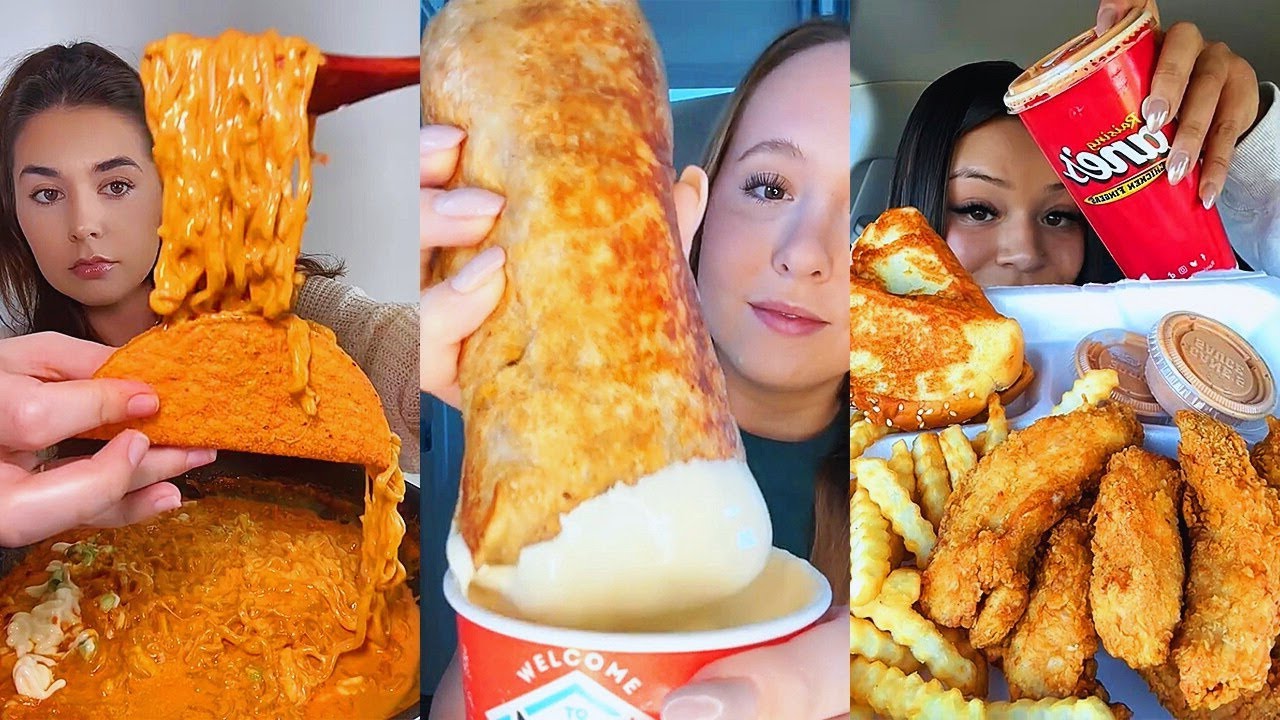 TIKTOK MUKBANG COMPILATION Part 1 | Canes, Wingstop, Taco Bell ...