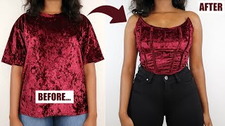 How To Make a Trendy Corset Top From A T-Shirt