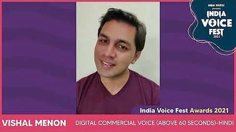 Vishal Menon - Winner of India Voice Fest Awards 2...