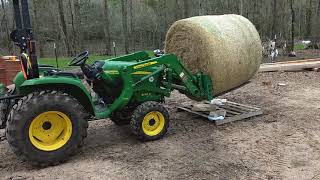 I was asked a question on previous video. can the john deere 3032e
handle round bale? answer is yes, without doubt. move hay around farm
for ...