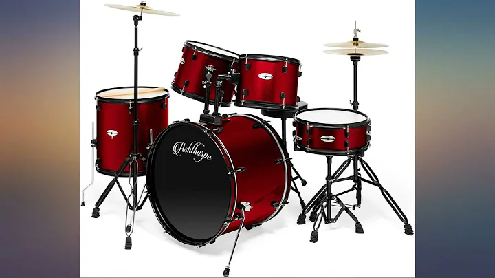 Ashthorpe 5-Piece Complete Full Size Adult Drum Set with Remo Batter Heads - Red review
