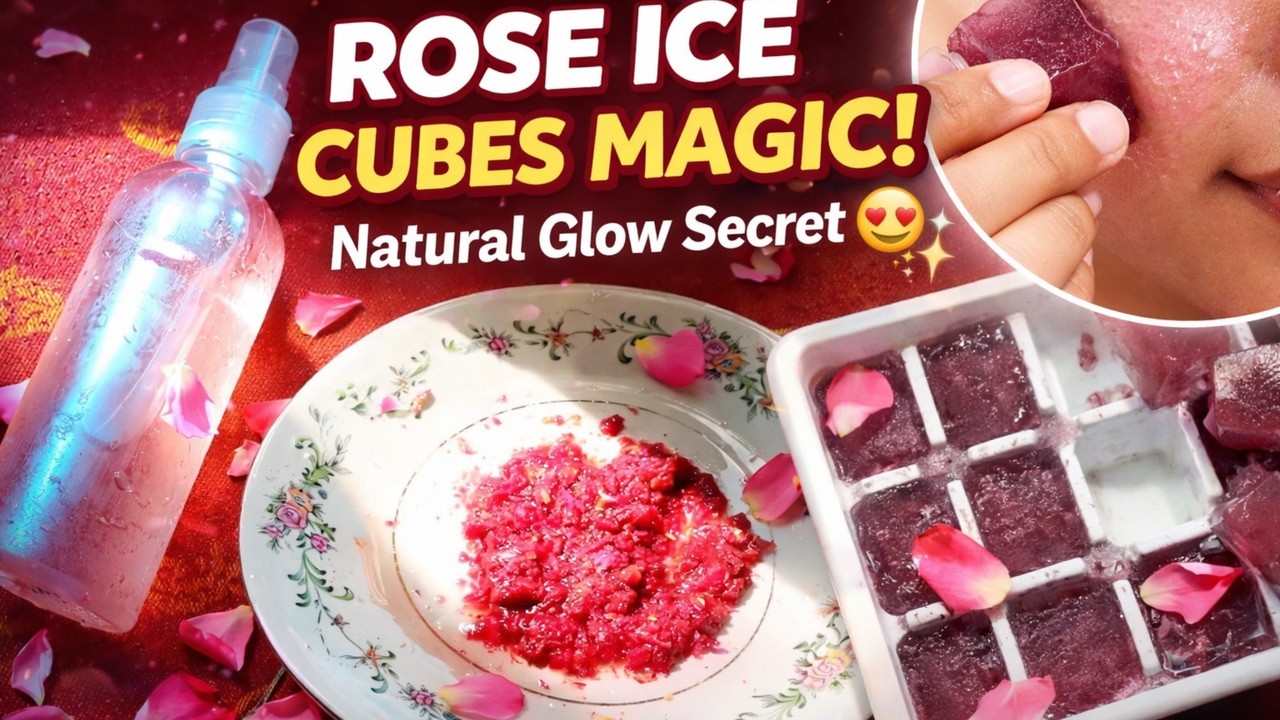 මේ රහස දැනගත්තොත් cream එපා😳 | Rose Ice cubes, Face pack, Toner at Home🌹👍 #youtuber #skincare