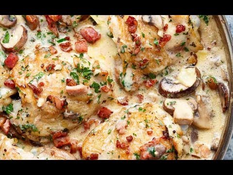 Creamy Garlic Parmesan Mushroom Chicken & Bacon