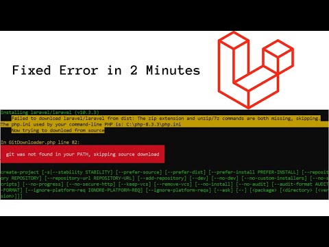 Failed to download laravel from dist: the zip extension and unzip/7z commands are both missing skipp